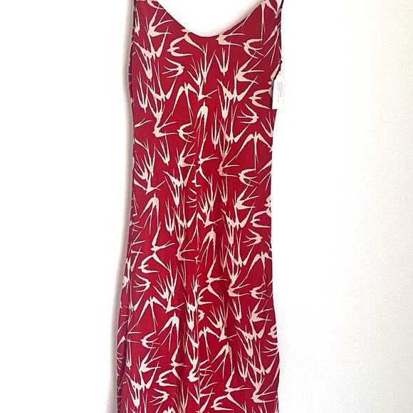 BLU MOON Red Bird Bias High Low 100% Silk Maxi Dress Brand New w/Tags Sz. Small - Picture 3 of 10